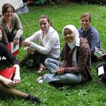 Particpants enjoy a grassy spot
