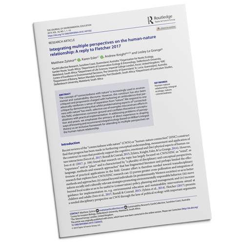 Integrating multiple perspectives on the human-nature relationship: A reply to Fletcher 2017